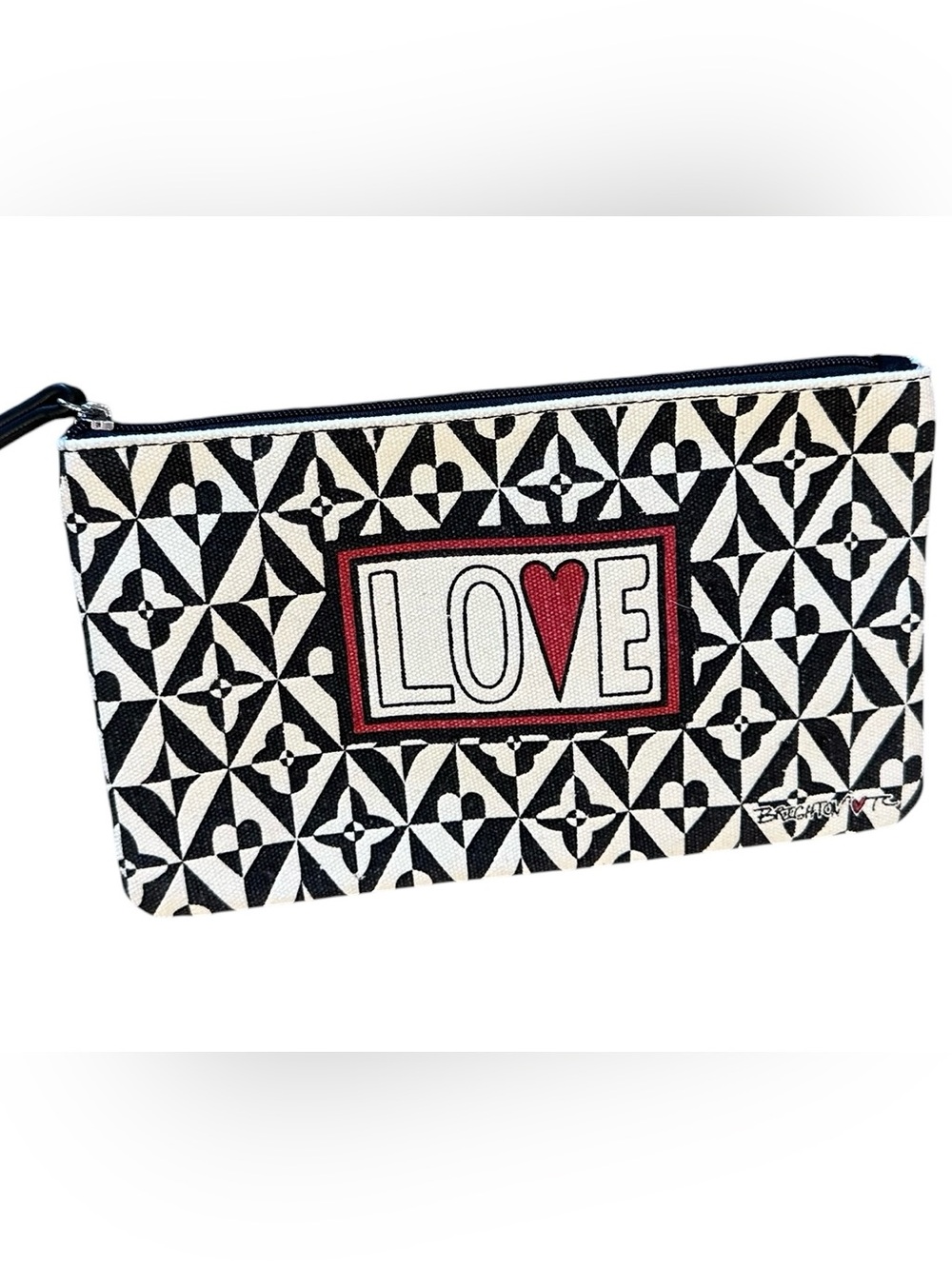 Brighton Collective LOVE Heart Canvas Zipper Pouch Cosmetic Bag  NWOT